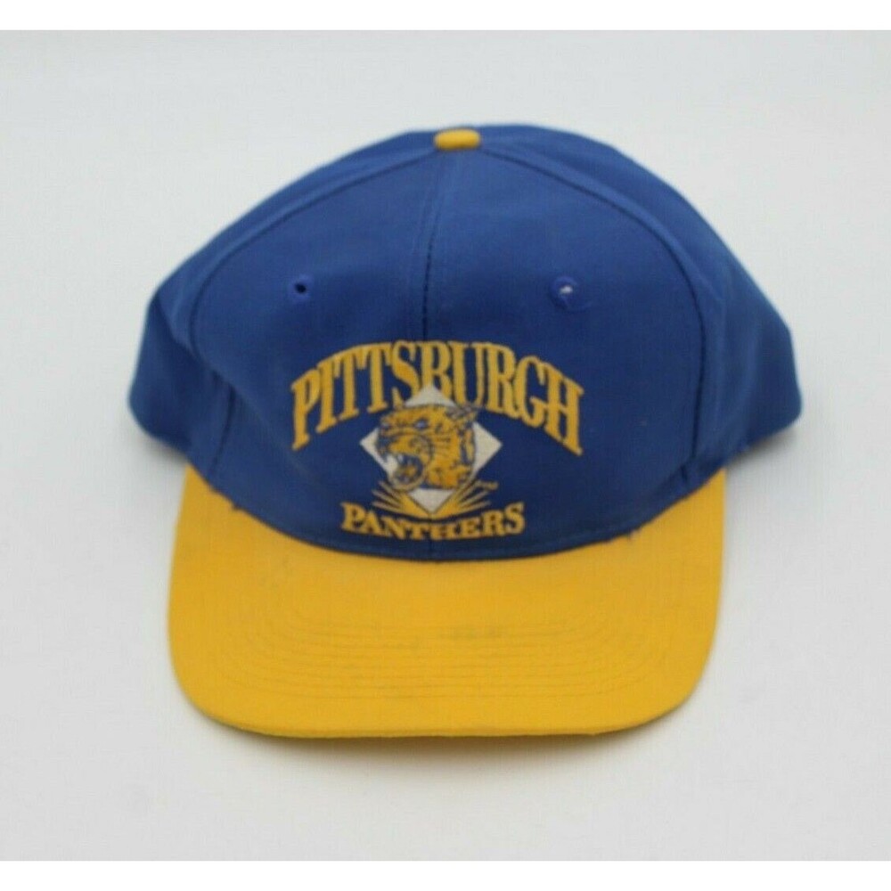 Vintage Pittsburgh Pitt Panthers Snapback Hat NCAA Football Blue Yellow Cap HTF